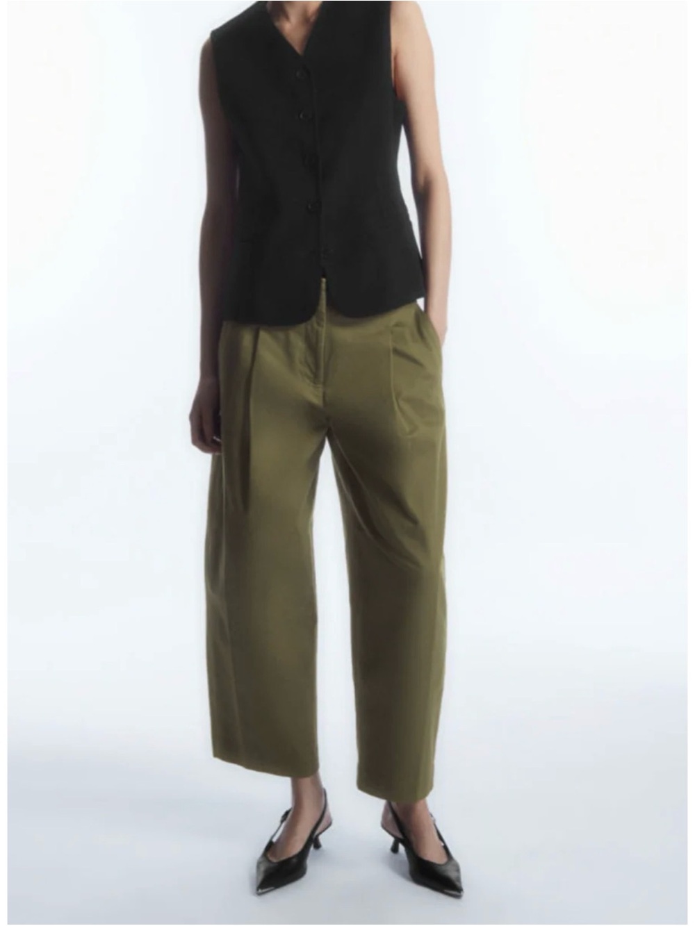 COS Olive Green Wide-Leg Pants